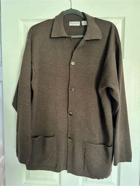 Norm Thompson Brown Button-Front Lightweight Men's Shirt Jacket